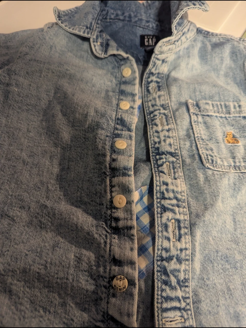 GAP Baby Light Blue Denim Jacket With Mickey Mouse hearts